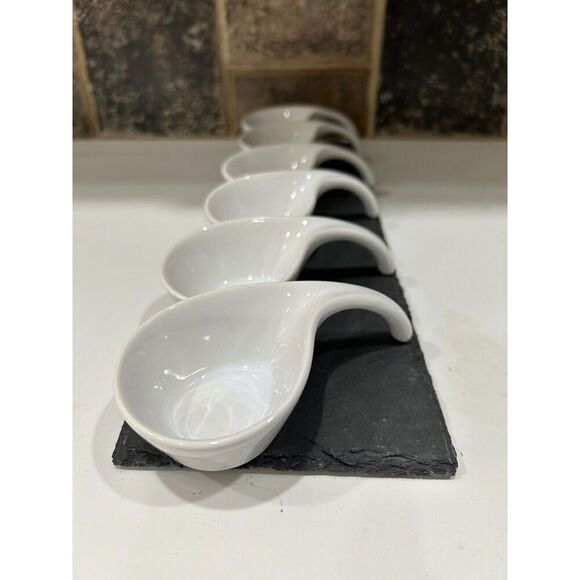 Pier 1 Imports Tasting Party 6 pieces Tasting Spoon Set and 1 Slate Tray - Picture 1 of 9